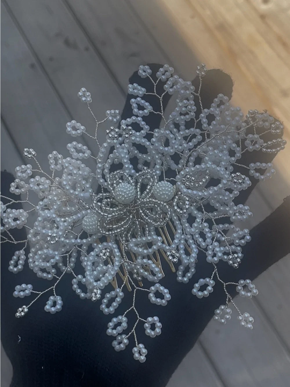 Pearl Floral Bridal Hair Comb - White
